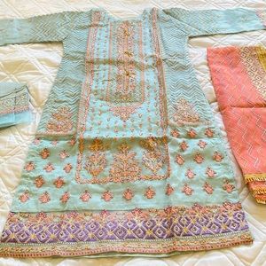 Fancy pakistani shalwar kameez dress heavy Zari Work Party Wedding Eid